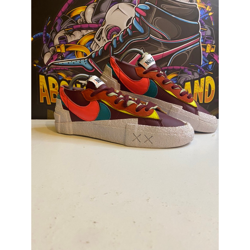 Nike Kaws X Sacai X Blazer Low Wine Red/Pink/Blue Skate Shoes (41)