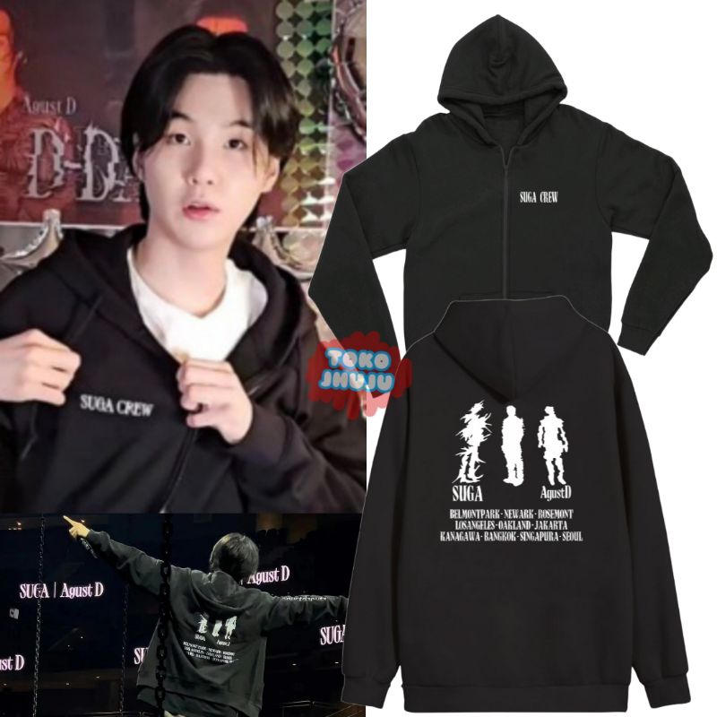 Hoodie ZIPPER Suga CREW Agus D world Tour Sablon Depan Belakang