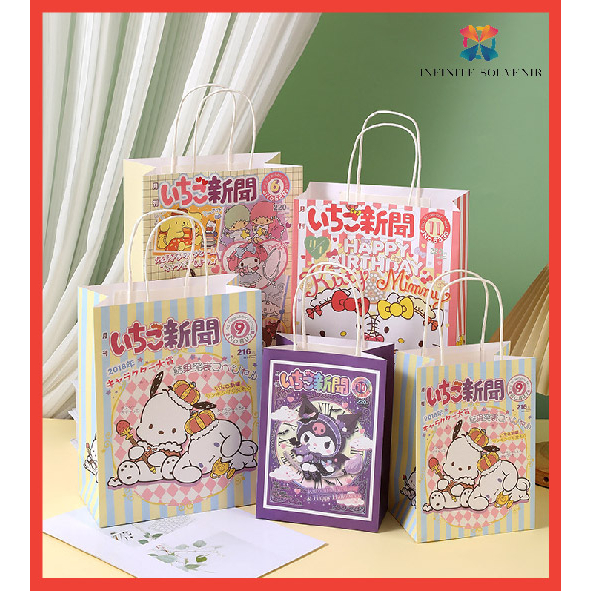 PAPER BAG KARAKTER / PAPER BAG SANRIO / PAPER BAG COUPLE  / TAS KADO / TAS KARAKTER / TAS KERTAS / GOODIE BAG ULANG TAHUN HBD KARAKTER HELLO KITTY / POMPOMPURIN / POCHACCO / CINNAMOROL / KUROMI / MY MELODY