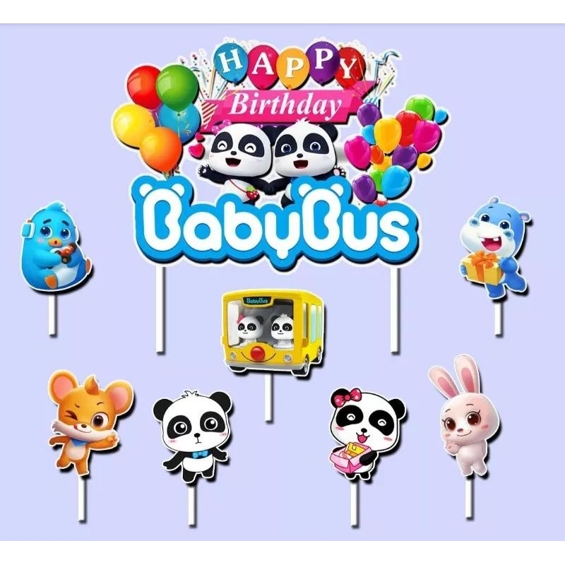 topper tusukan hiasan kue cake ulang tahun happy birthday karakter babybus baby bus