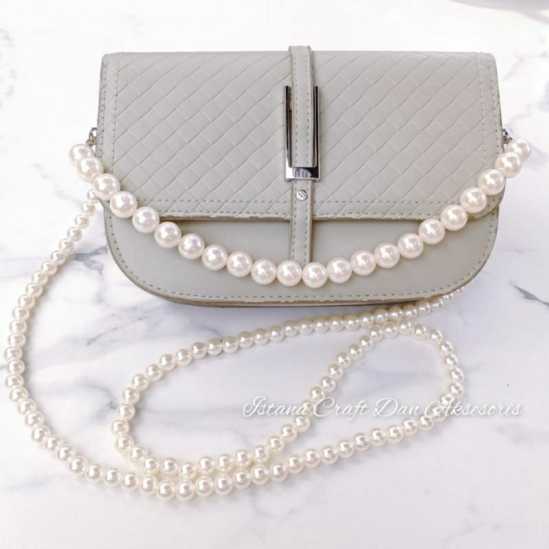 Rantai Tali Mutiara Tas / HP Style Korea Panjang dan Pendek Ivory