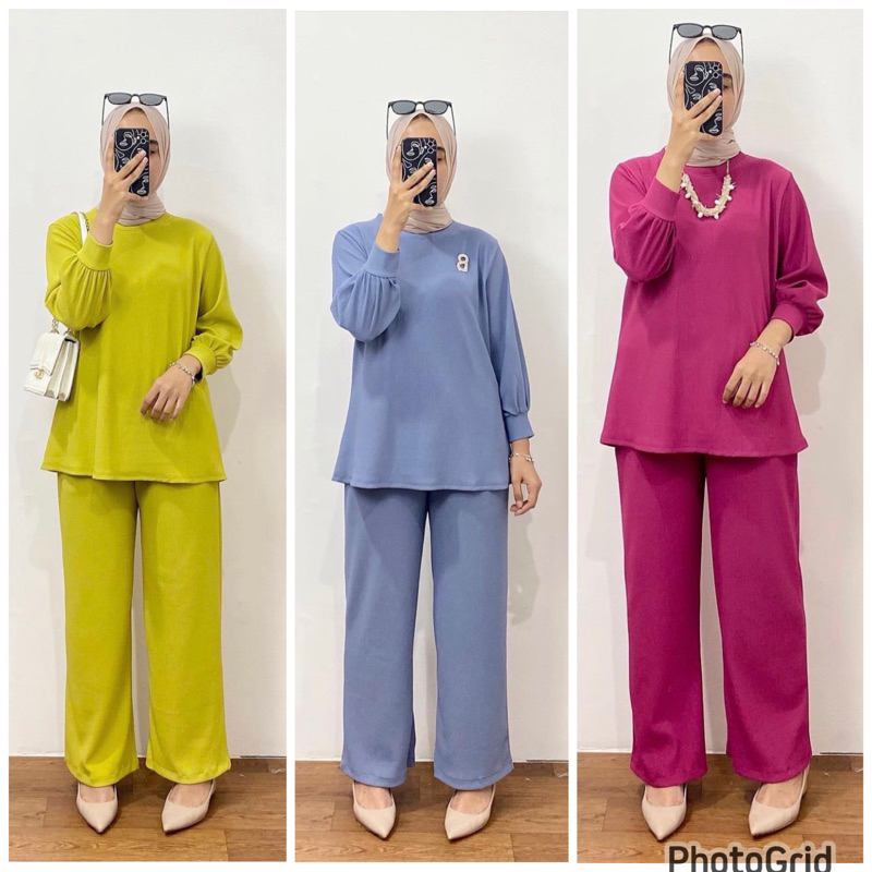 setcel wanita kaos knit hanover setelan celana wanita