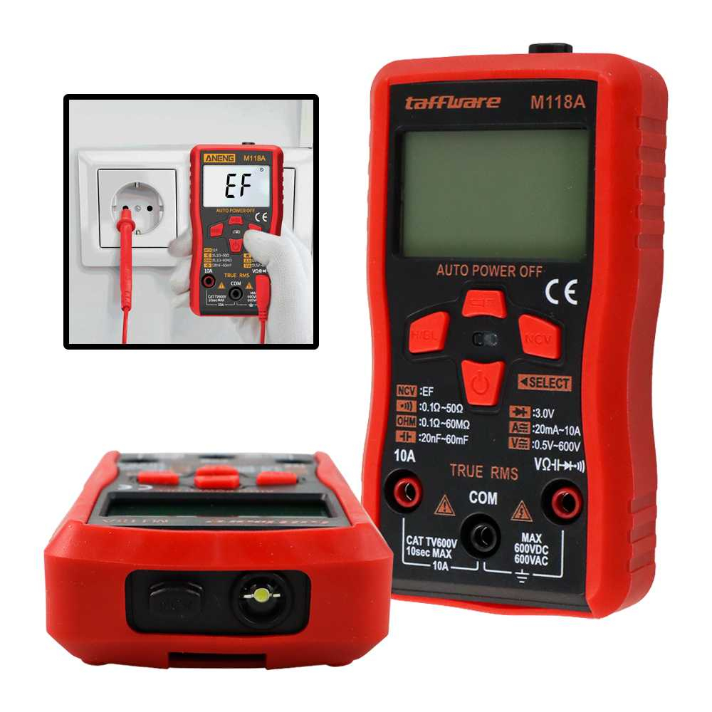 Digital Multimeter LCD Tester Arus Listrik AC/DC Voltage, Current, Resistance With Senter - M118A