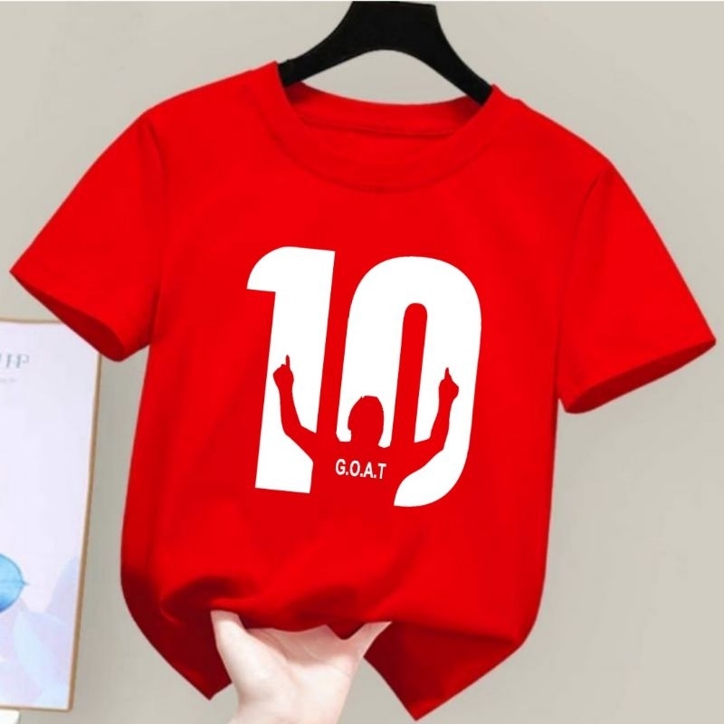 Kaos Anak Unisex 10 GOAT Baju Anak Laki Laki Kaos Distro Anak Cowok Cewek Kaos Anak bola Atasan Anak Laki Laki Kaos Messi