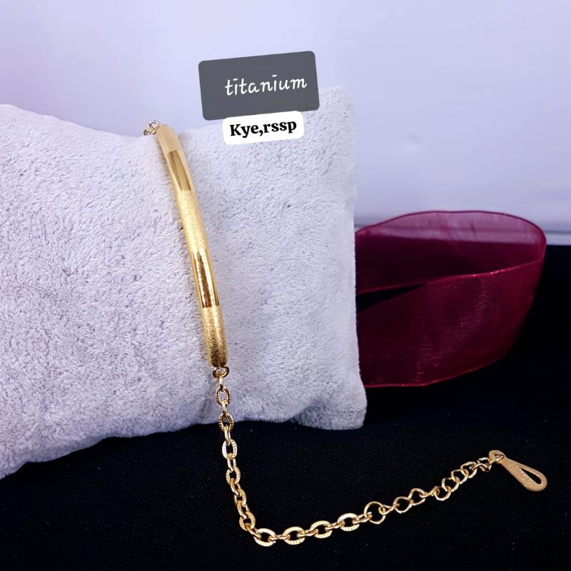 Gelang bambu replika mas 24k dan titanium lapis emas, Kristal ,awet,bisa disepuh,persis seperti aslinya