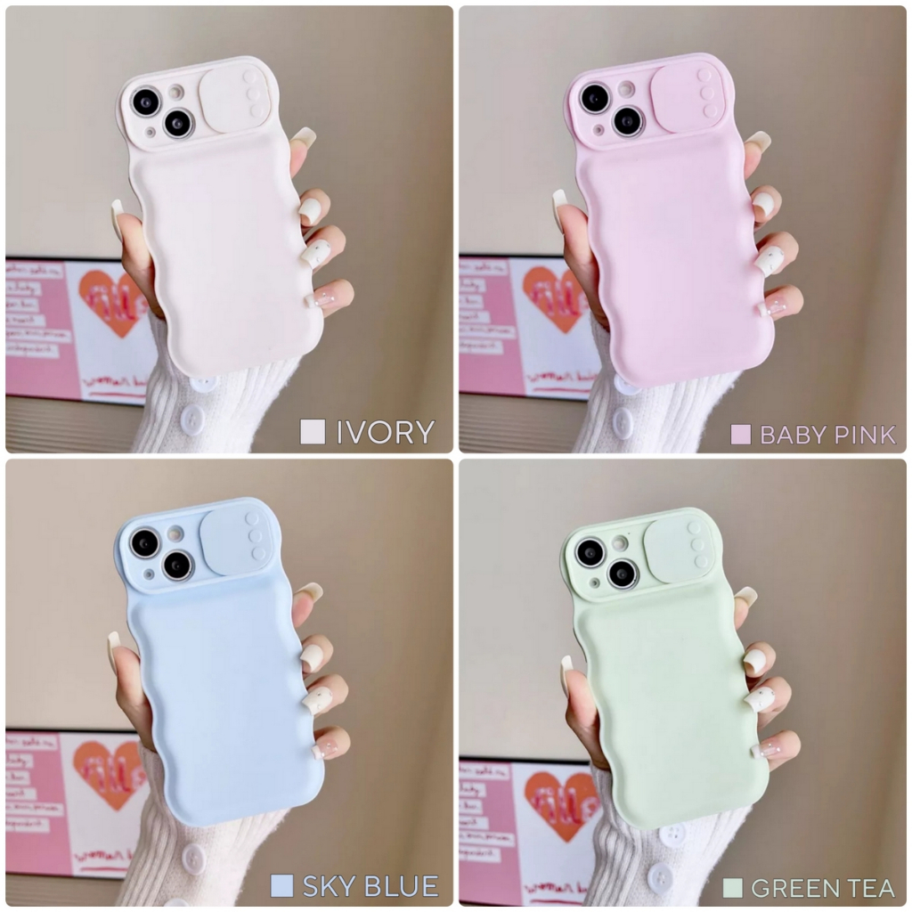 WSC - IPHONE X / XS / XR / 11 / 11 PRO / 11 PRO MAX / 12 / 12 PRO / 12 PRO MAX / 13 / 13 PRO / 13 PRO MAX / 14 / 14 PRO / 14 PRO MAX | WAVE sliding soft case gelombang berwarna-i pastel candy macaron