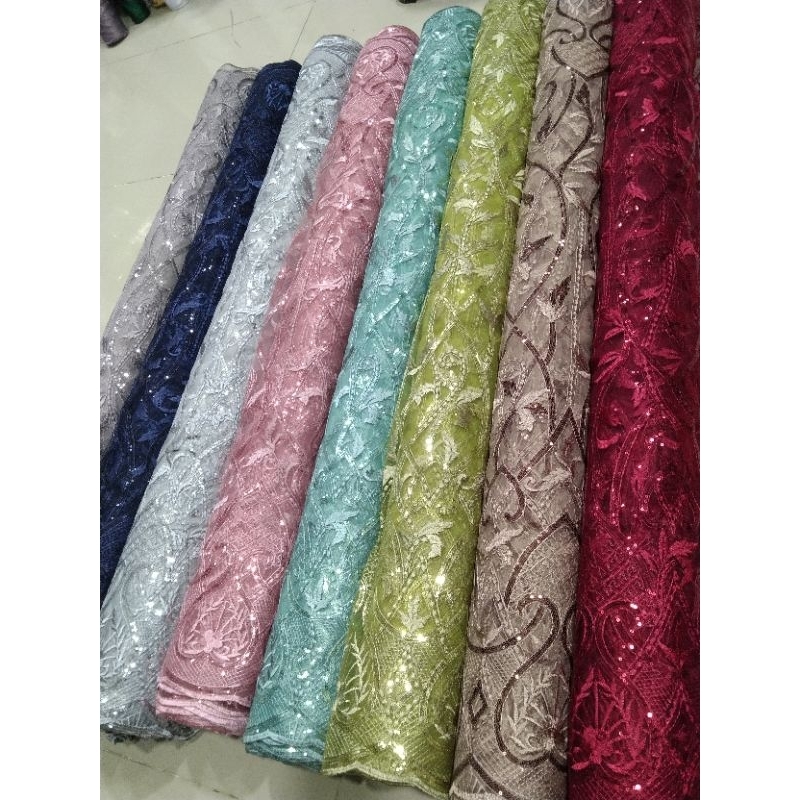 Kain PAYET SEQUIN ELISAB/ELISAB PREMIUM/BAHAN KEBAYA/BAHAN GAUN MEWAH