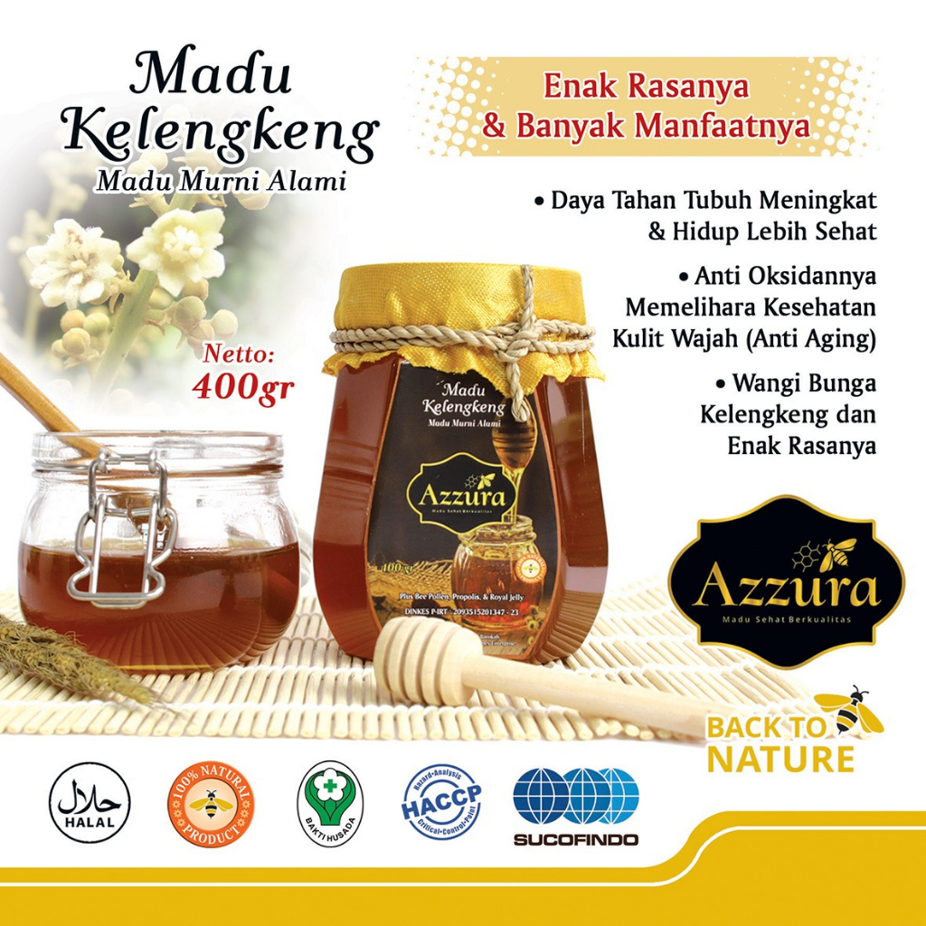 

Madu Azzura / Madu Klengkeng / Madu Kelengkeng / Madu Kelengkeng Asli 100% / Madu Kelengkeng Murni - 400 Gr