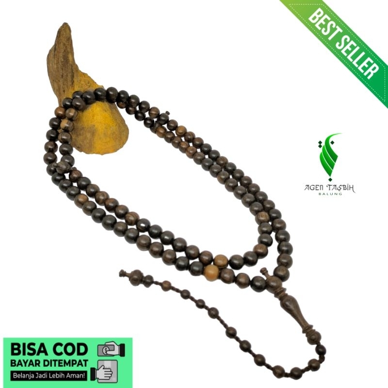 Tasbih Kayu Kalimasada Size 10mm motif bulat asli original,bisa cod