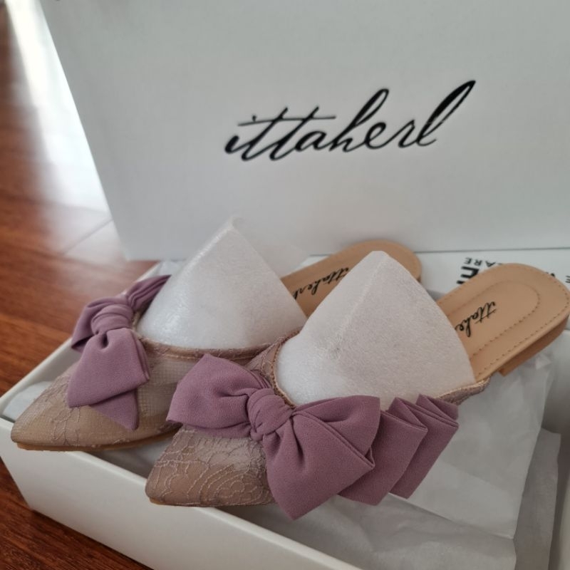 Ittaherl Itta Lace Slipper Pointy Lilac 38 Baru BNIB