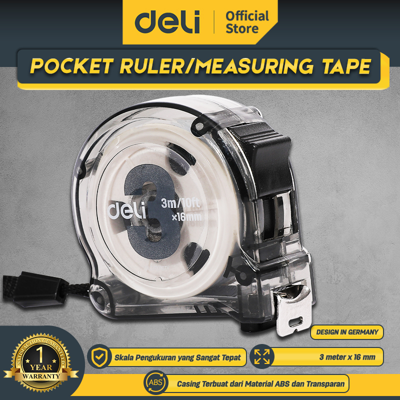 

Deli Tools Pocket Ruler / Measuring Tape / Meteran Tukang Panjang 3 & 5 Meter Material ABS Pengukuran Sangat Tepat EDL270X