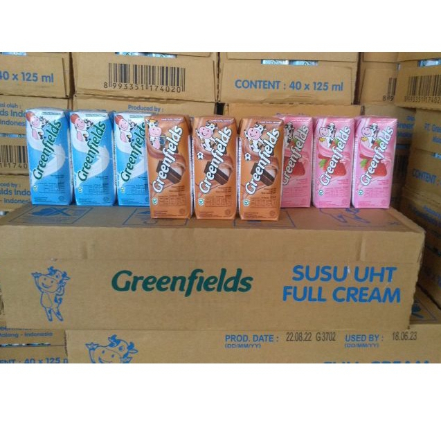 CIMORY / GREENFIELDS SUSU UHT COKLAT / STRAWBERRY / FULLCREAM 125ML ( 1DUS ISI 40PCS )