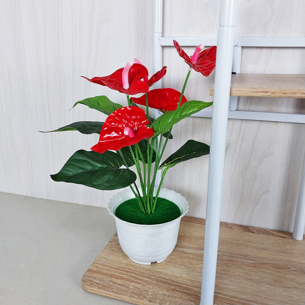 Tanaman Bunga Dekorasi Hias Plastik Palsu Bunga Keladi Anthurium Pajangan Artifical Flower Decoration Azgalery PBP21