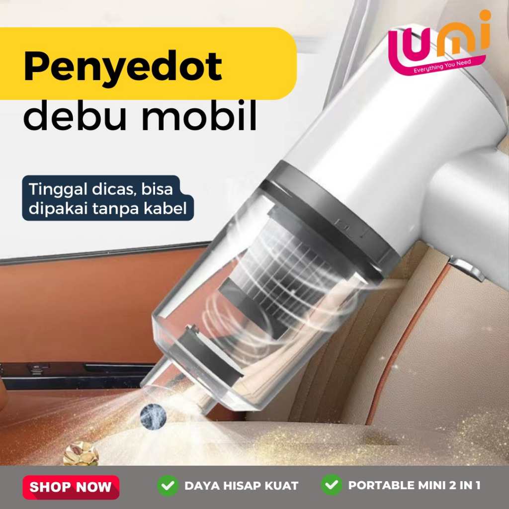 Vacum Cleaner Portable Mini 2In1 Penghisap Penyedot Pembersih Kotoran Debu Lantai Mobil Kasur Vakum USB Wireless Cordless Rechargeable Multifungsi Dalam 1 Tip