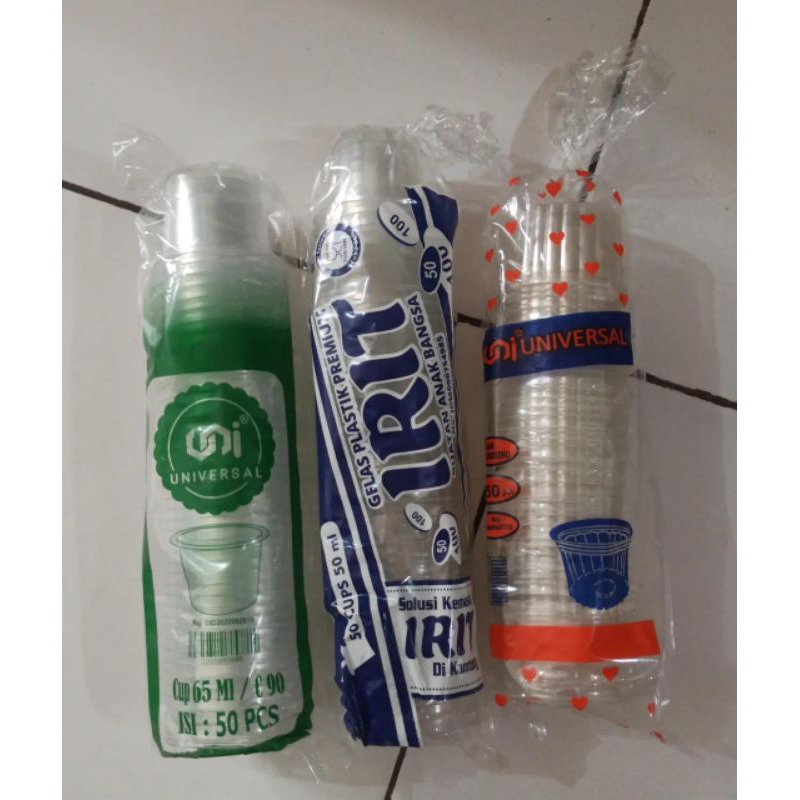 Gelas Plastik Ice Cream | Cup Jelly Agar Puding 50ml 65ml + Tutup Isi 50 Pcs