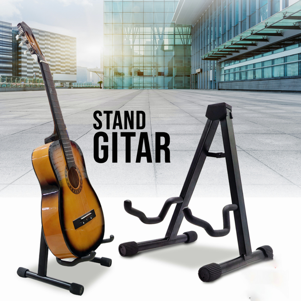 YUN Mall  Alat Musik Stand Gitar Universal Import Stand Bass Ukulele Model A Lipat Besi Dudukan Gitar