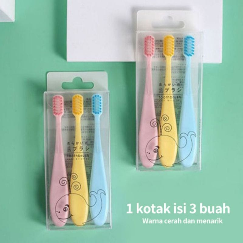 Sikat Gigi Anak 1set isi 3pcs Untuk 2-5 Tahun / Sikat Gigi Anak Bulu Lembut