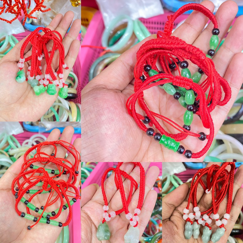 Gelang Giok Keberuntungan Gelang Adjustable Gelang Tali Merah