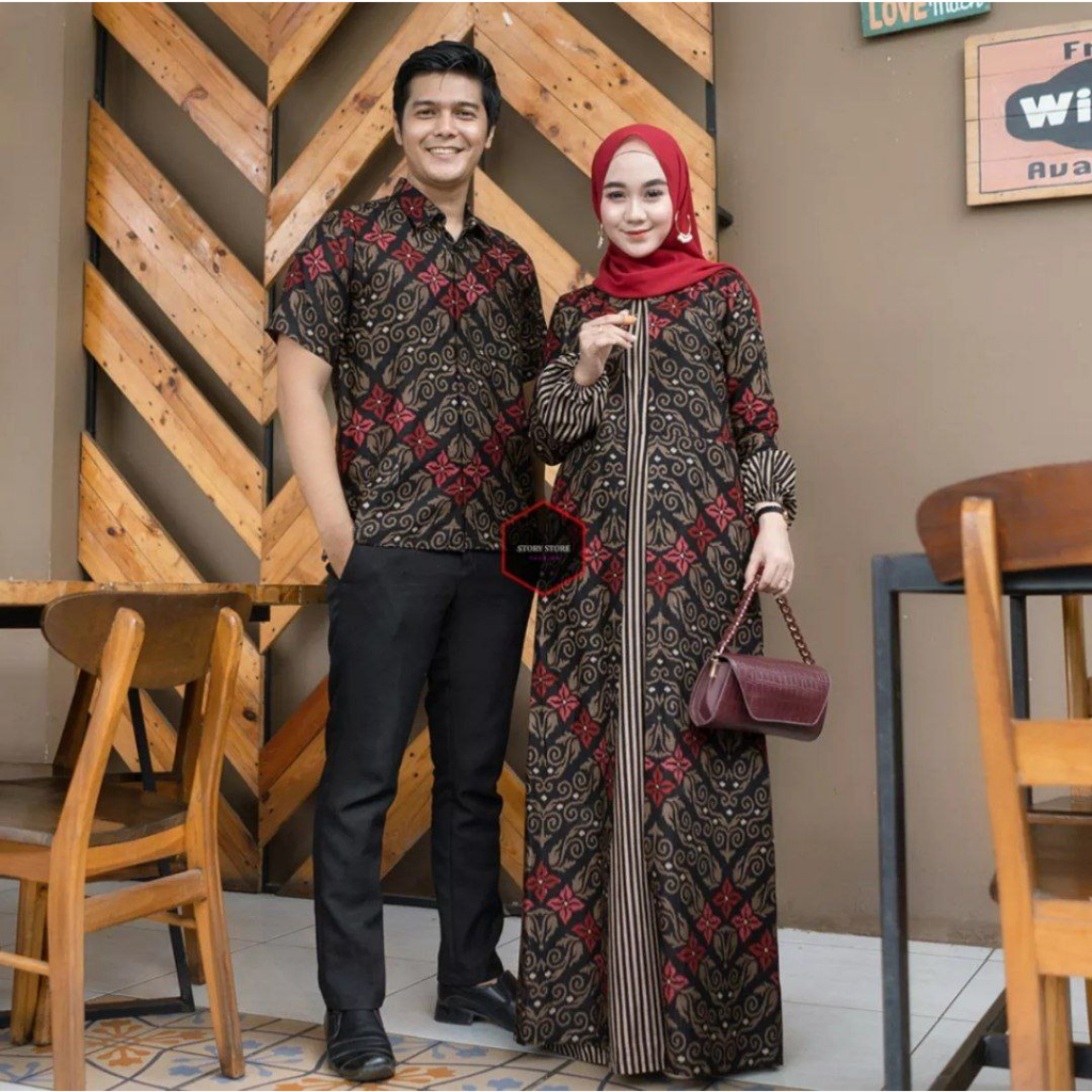 COUPEL GAMIS FAMILI Batik keluarga ,SARIMBIT IBU AYAH DAN ANAK