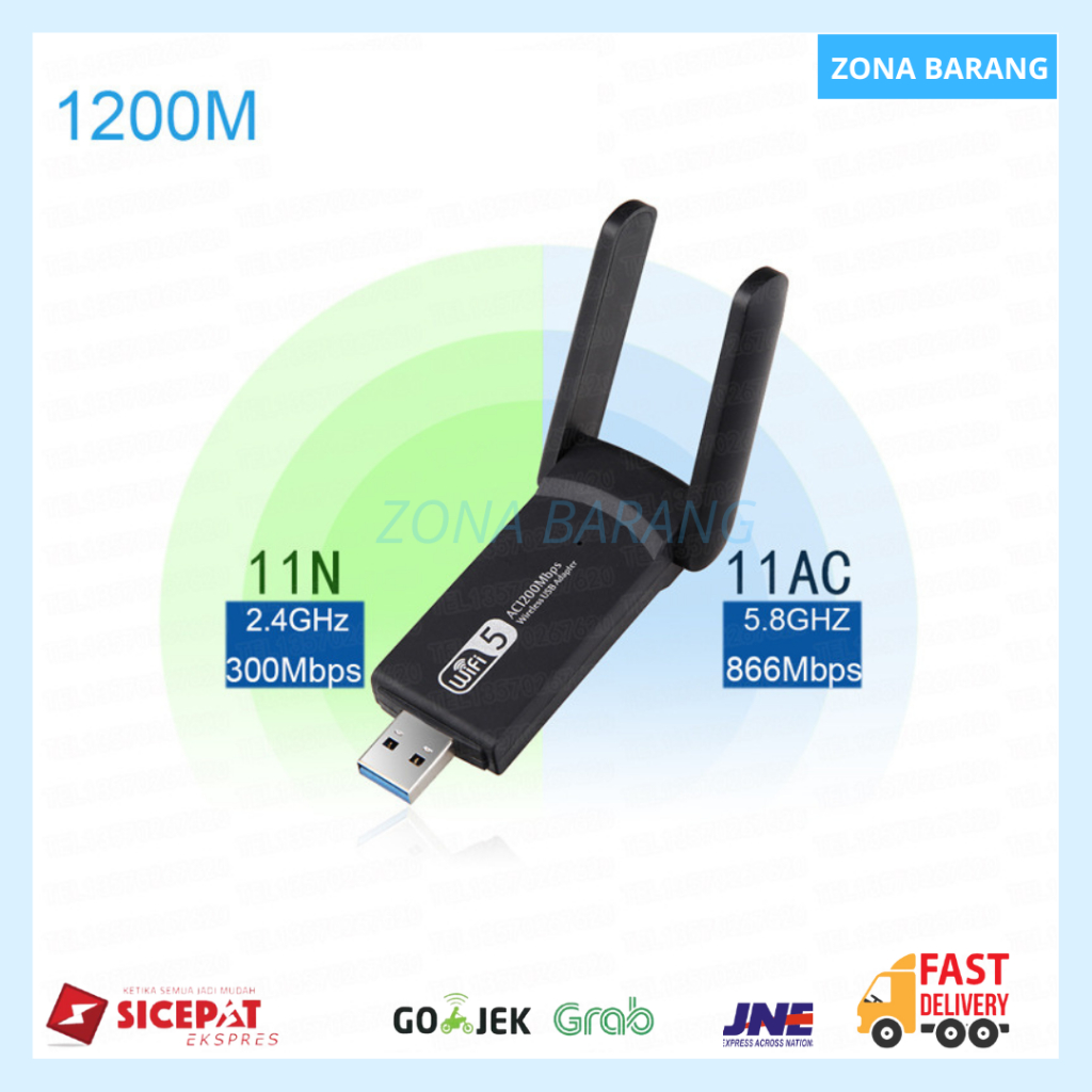 USB 3.0 Wifi 5 AC 1200Mbps Dual Band AC 2.4 5.8 5 Ghz High Speed Gaming Stabil