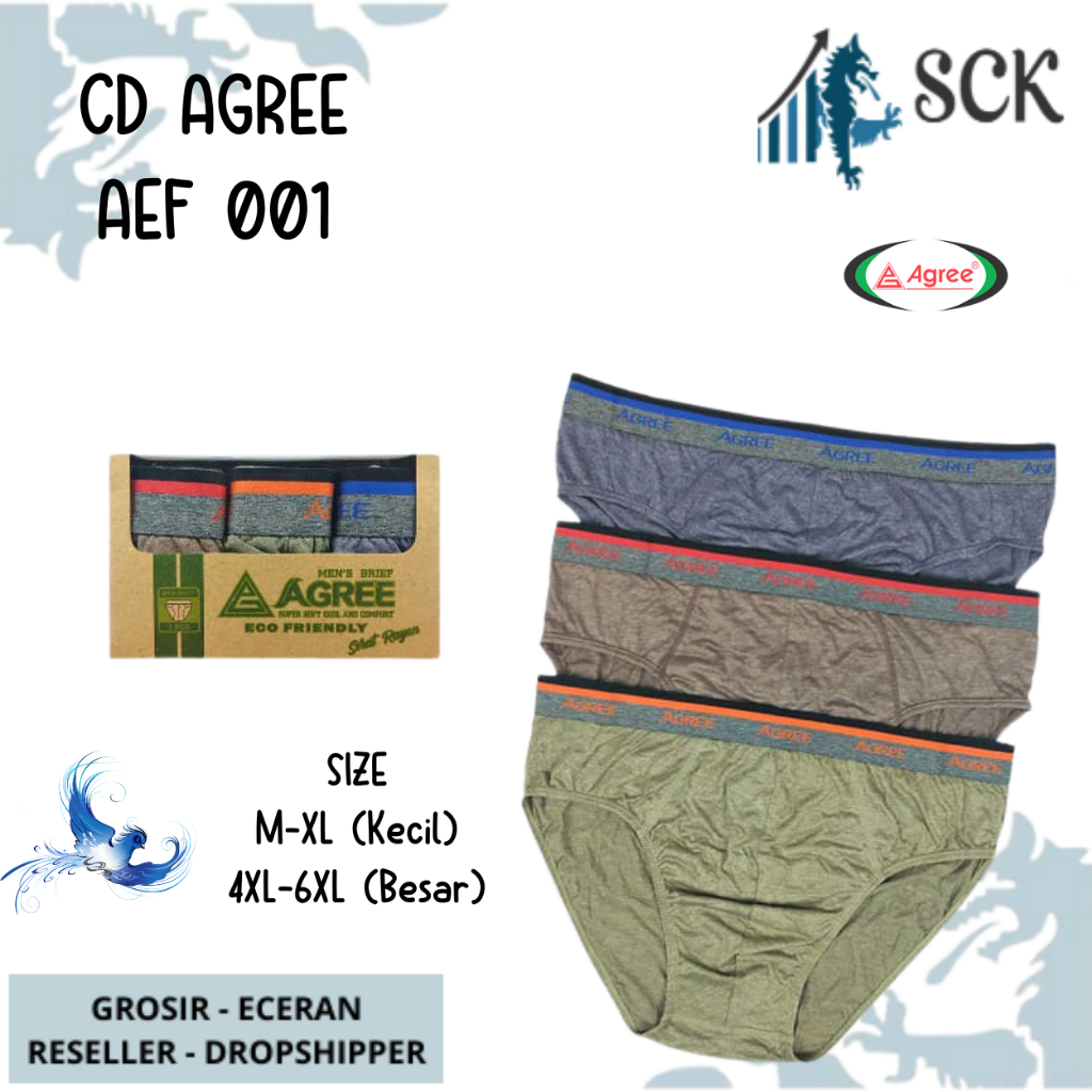 [ISI 3] Celana Dalam Olahraga Pria AGREE AEF 01 / CD Agree AEF 001 Pinggang Karet MODEL BOXER Sport  / Pakaian Dalam Cowok - sckmenwear GROSIR