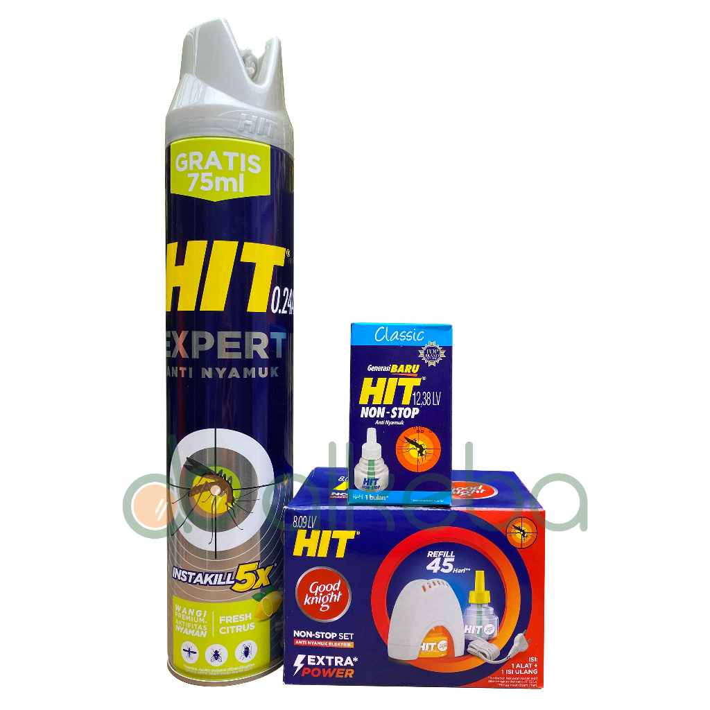 Paket Hemat Obat Nyamuk Hit Elektrik Set Refill Plus Aerosol 600Ml