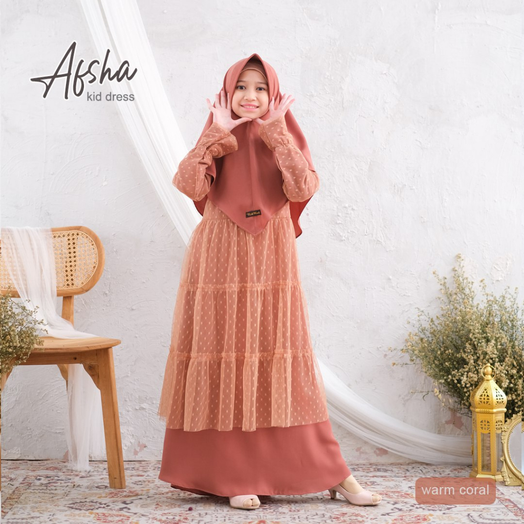 Afsha Dress - Gamis Muslim Anak Perempuan Premium by Riskirich