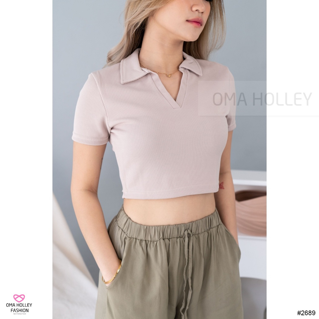 (COD) OH Fashion Mita Polo Shirt Crop Top #2689