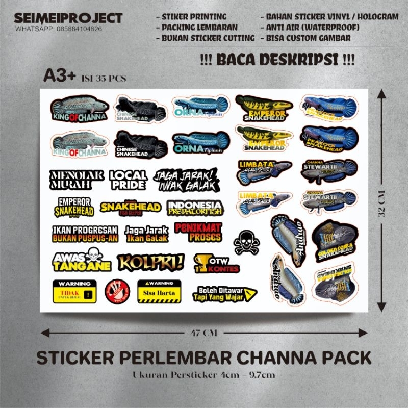 

CETAK STICKER VINYL / HOLOGRAM PERLEMBAR A3+ PRINTING / PACK STICKER CHANNA