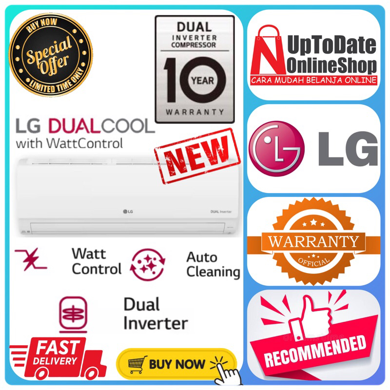 AC LG DUALCOOL INVERTER ECO 1PK K09NVA T09EV5 K 09NVA SUPER JET COOLING SUPER LOW WATT AC 1 PK INVER