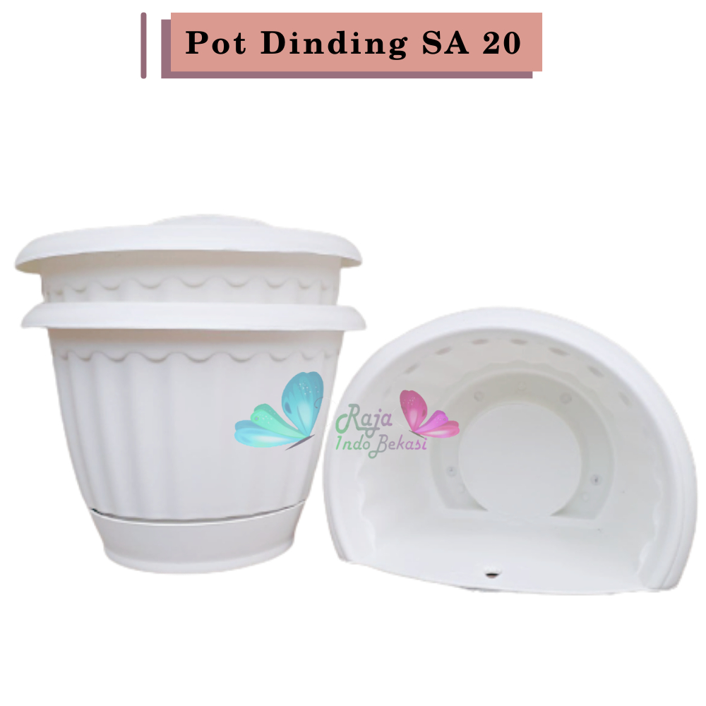 Pot Dinding Sa TP 20 Putih Hitam Pot Tanaman Hias Bunga 20 Cm Grosir Wall Flower Pot Dinding Putih Tempel Murah Dekorasi Unik