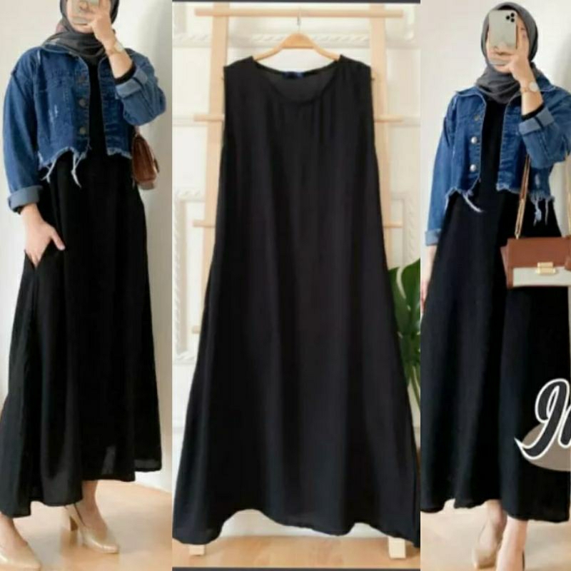 Inner dress midi inner midi dress busui busui non busui daleman gamis baju kutung lekbong tanpa leng