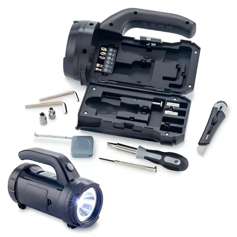 OBS- Senter LED Toolkit Set 17 pcs Socket Alat Perkakas Bengkel