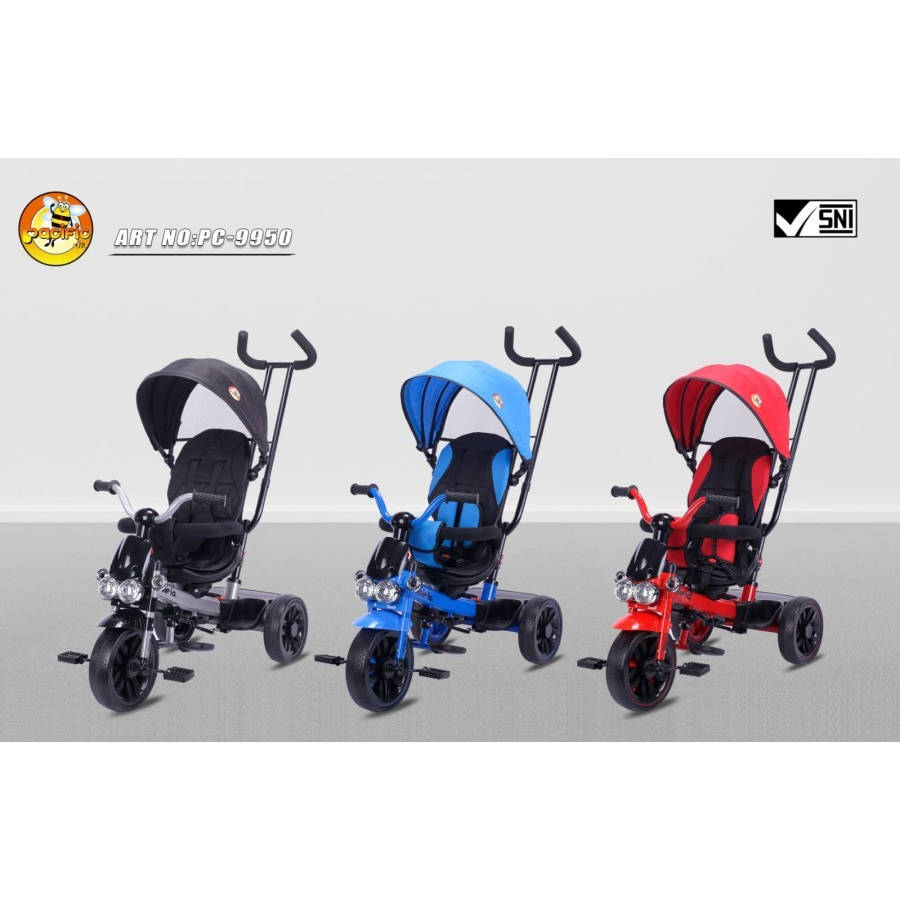 Sepeda Anak Roda Tiga Pacific 9950 Stroller Tricycle Canopy kereta dorong balita dorongan balita str