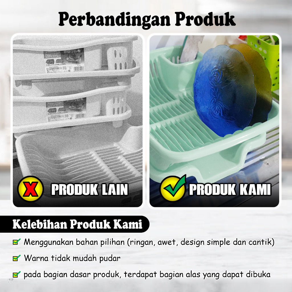 Rak Piring Dan Sendok Plastik / Rak Piring Plastik / Rak Piring Serbaguna / Rak Piring Dapur Baskom / Rak Piring Plastik / Rak Pengering Piring Megahomedecor PBR-C