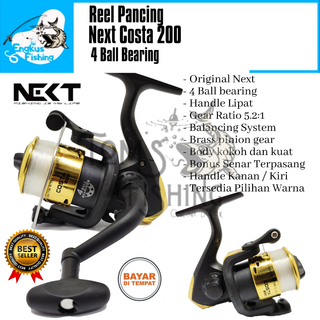 Reel Pancing Next Costa 200 Mini (4 Bearing) Bonus Senar Murah - Engkus Fishing