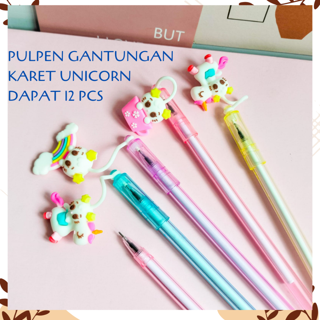 

SELUSIN PULPEN GANTUNGAN UNICORN KARET ISI 12 PCS PEN GANTUNGAN ALAT TULIS KANTOR SEKOLAH ATK BOLPOIN UNIK IMUT MURAH PEN GEL KARAKTER LUCU MURAH PENA