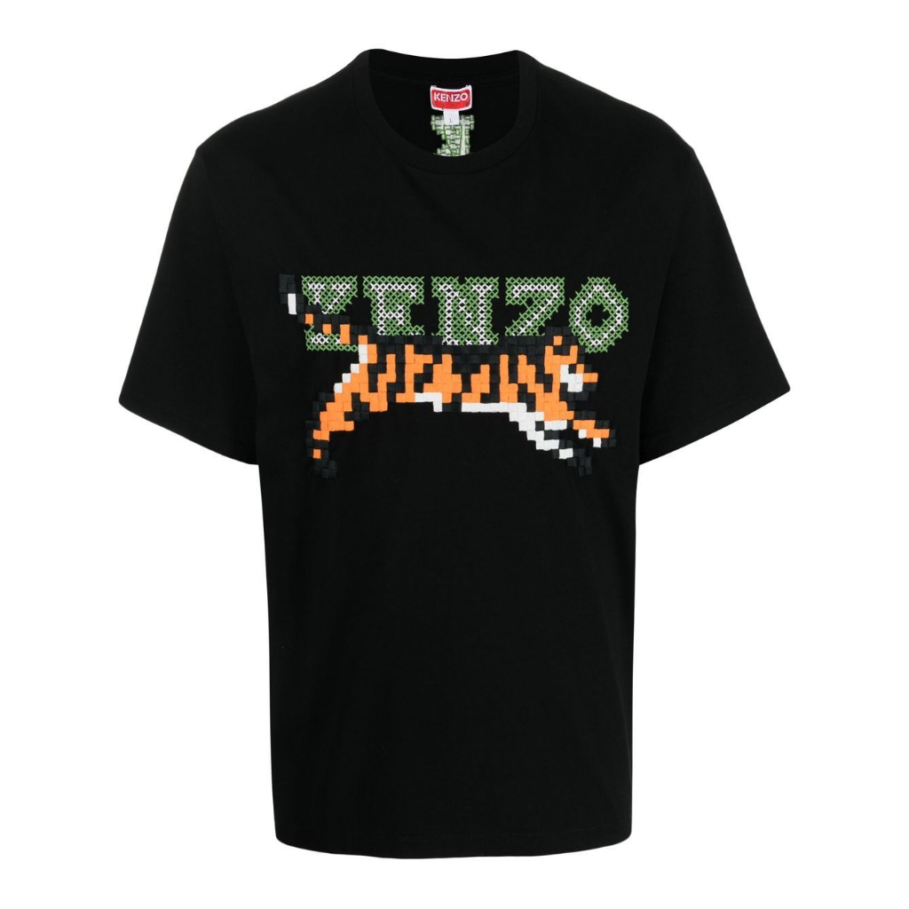 Knzo Pixel Tiger Tee Black Green