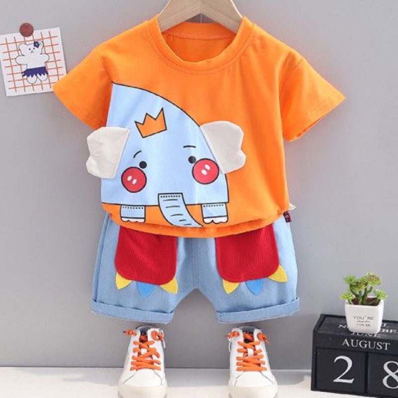 Setelan Bayi Newborn Import Premium Baby Allover Lengan Pendek Print Body Suit 6-12 Bulan