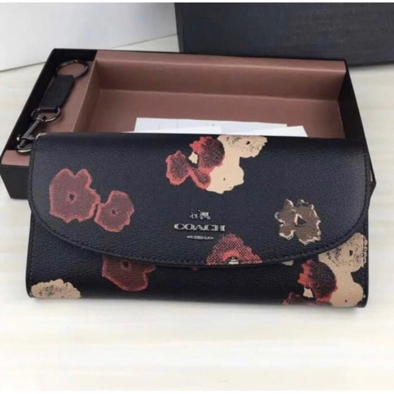 coach long wallet slim envelope wallet halftone floral
