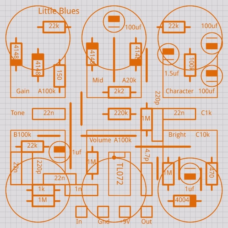 PCB EFEK GITAR LITTLE BLUES OVERDRIVE
