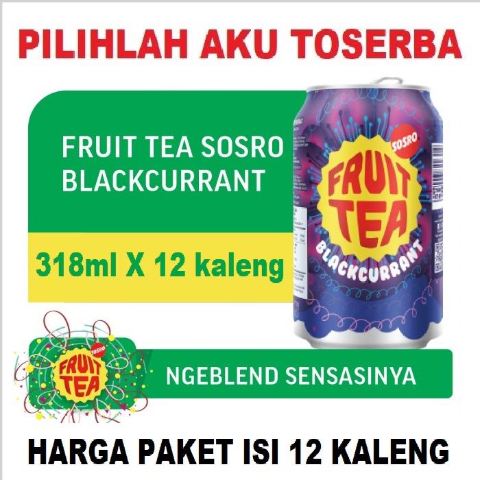 Fruit Tea Sosro BLACKCURRANT KALENG 318 ml - ( HARGA 12 KALENG )