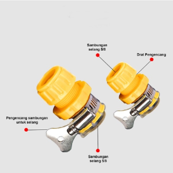 Sambungan Selang Kran Air 1/2 Inch - 5/8 Inch I Adapter Selang Air I Konektor Ujung Kran Air