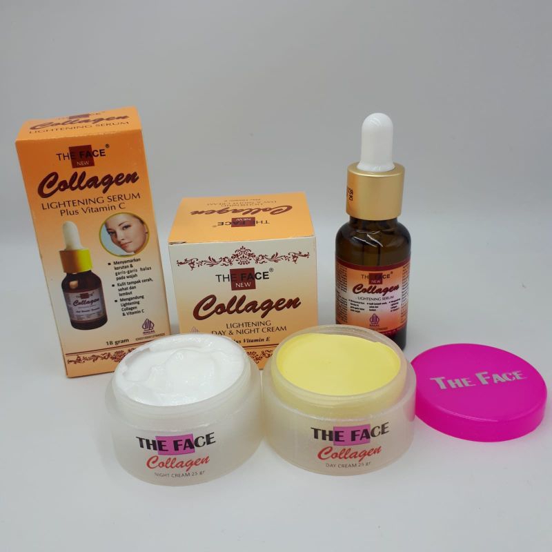 paket cream collagen dan serum collagen the face original bpom