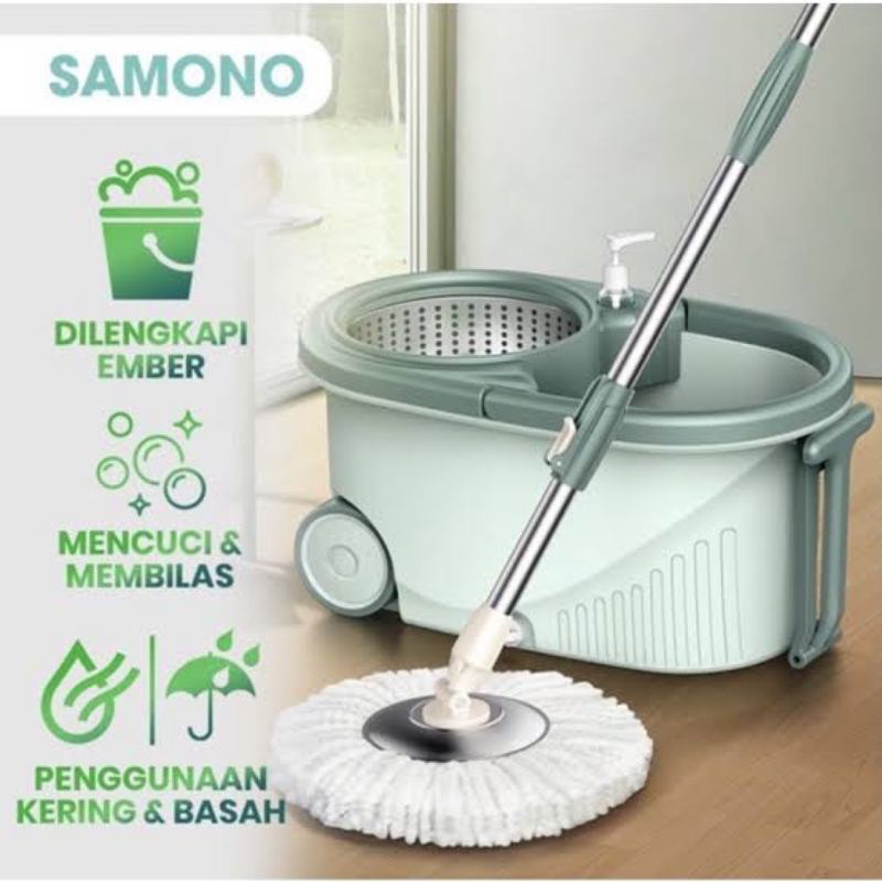 Bonbox Alat Pel Lantai Kain Fiber dengan Ember Spin Mop Mencuci dan Membilas Alat Pembersih Lantai BCT704-GREEN BCT704-KHAKI BM-001 SCM016 BCT-001 SCM012