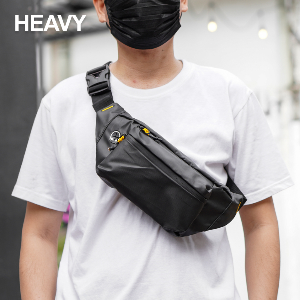 TAS SELEMPANG PRIA HEAVY.BAG. WAIST BAG HEAVY( WATERPROOF) anti air