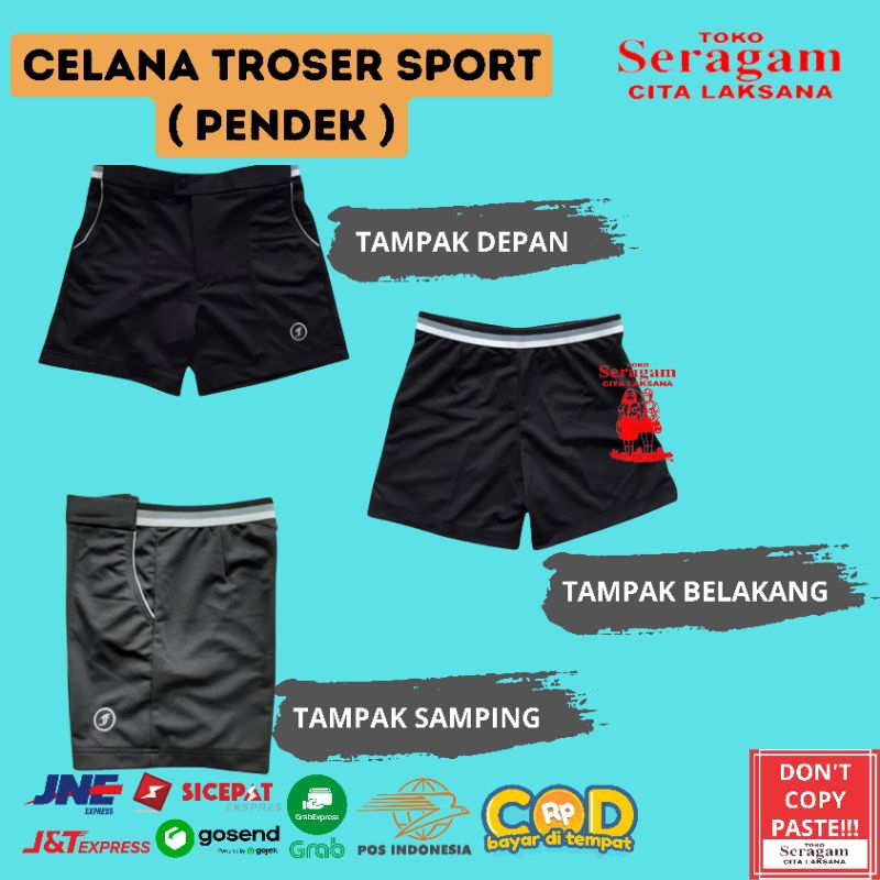 Celana Troser Sport Pendek Pria / Celana Tes Akademi Polisi / TNI / ABRI / Celana Pendek Olahraga Pria / badminton / Tenis