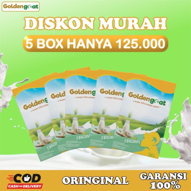 

PROMO MURAH 5 BOX GOLDENGOAT SUSU KAMBING ETAWA BUBUK ORIGINAL ATASI NYERI SENDI TULANG PUNGGUNG LUTUT PINGGANG ASAM URAT SESAK NAFAS PARU PARU ASMA BATUK MENAHUN