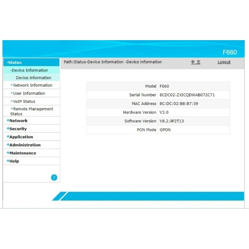 ZTE F660 V8 GPON ONT ONU Wireles Router