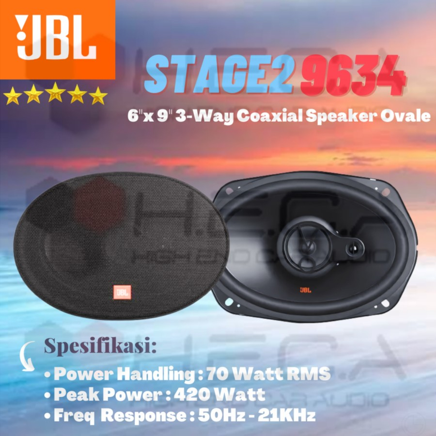 JBL Stage2 9634 Speaker 3-Way Coaxial Oval Stage 2 9634 Mobil Ovale